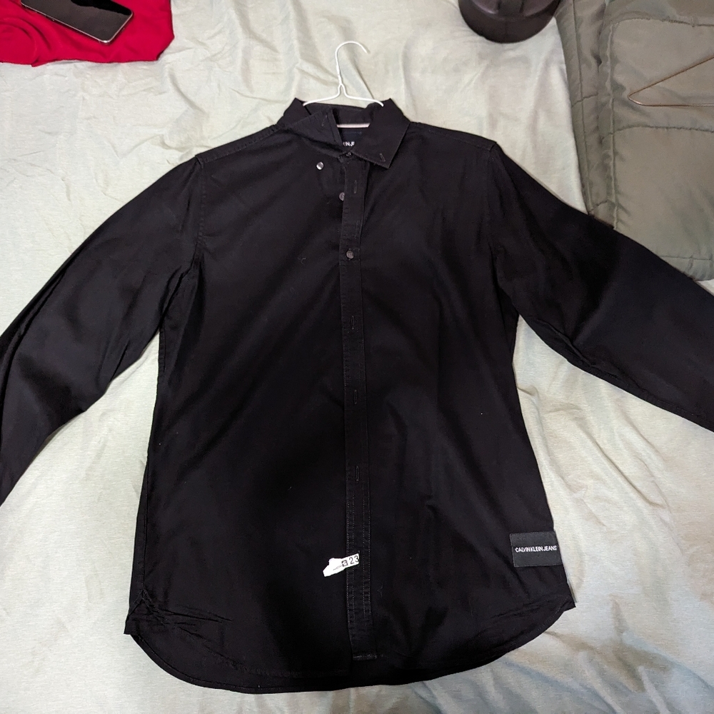 Calvin Klein black long sleeve button down